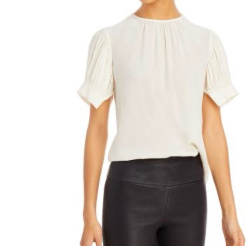 Rebecca Taylor Silk Pleated Puff Sleeve Blouse NEW Size XL